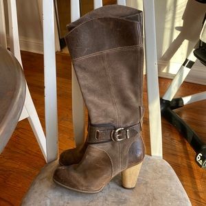 Timberland Brown Leather Suede Zip Knee High Heel Boots Womens Size 7-  3520RM